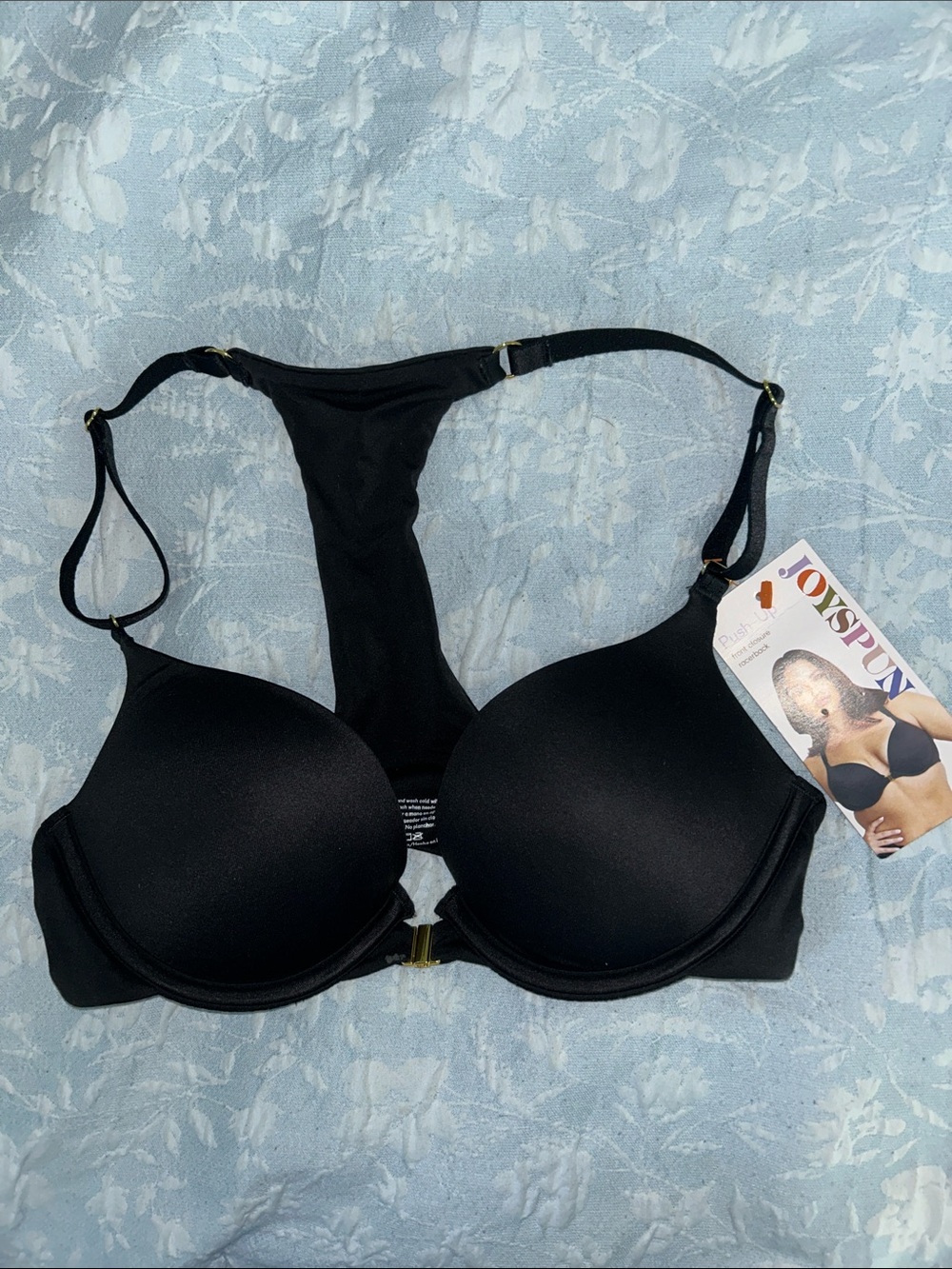 Joyspun Black Push-Up T-Back Bra with Front Clasp 32B NWT